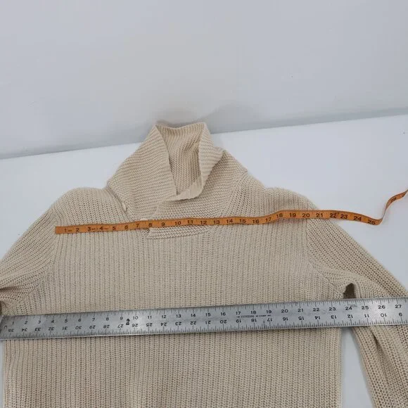 RRL Ralph Lauren sweater mens large Shawl Collar Cotton Knit beige jumper - Picture 11 of 13